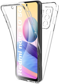 Луксозен ултра тънък Поли-Карбонов комплект предна и задна част със силиконова ТПУ рамка 360° Body Guard за Xiaomi Redmi NOTE 10 5G / Xiaomi Poco M3 кристално прозрачен 